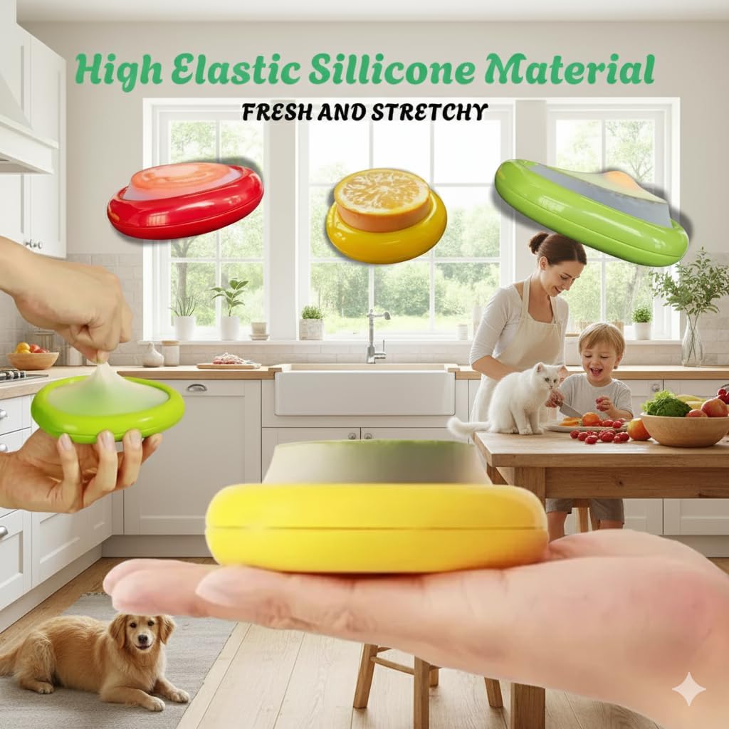 Set of 4 Reusable Avocado Saver and Onion Storage– Eco-Friendly – Keep Leftovers Fresh Without Plastic Bags. Fruit and Veggie Savers for Avocados, Lemons, Onions, Tomatoes & Salad