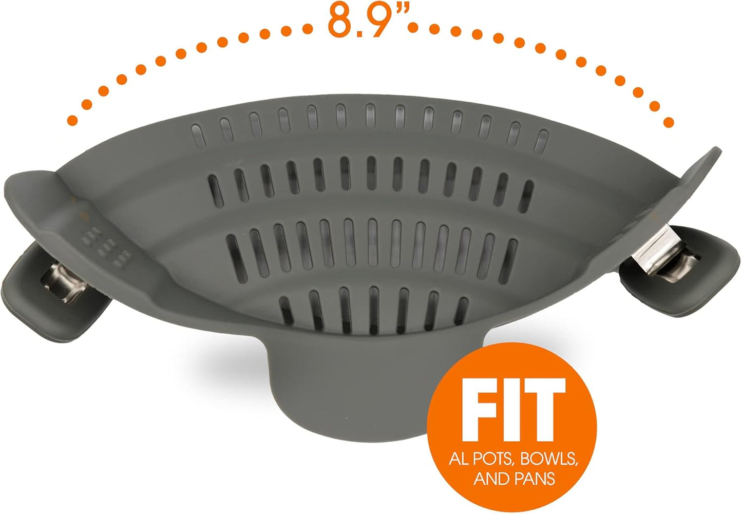 Cheer Collection Silicone Clip on Pot Strainer, Heat-resistant Snap-On Strainer for Pasta, Noodles, Rice, Meats and Vegetables, Green
