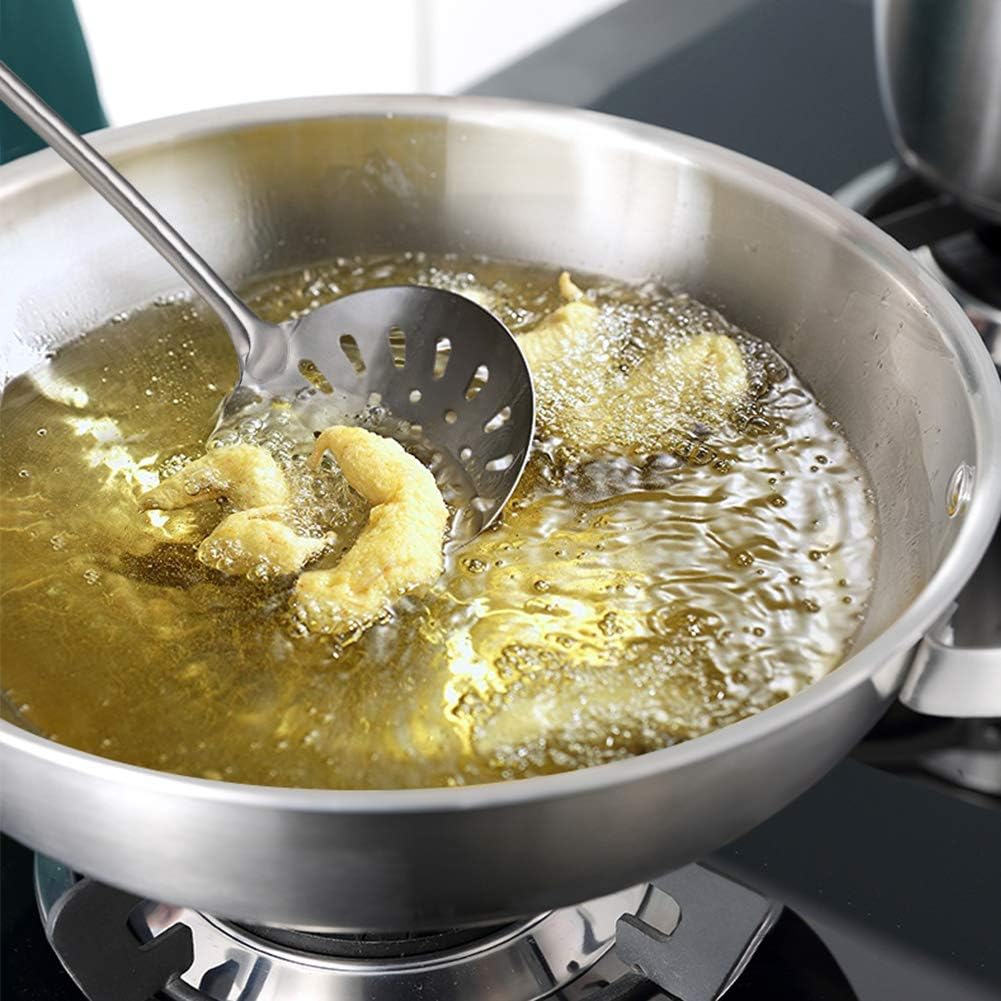Spider Strainer Skimmer, Swify Stainless Steel Asian Strainer Ladle Frying Spoon with Handle for Kitchen Deep Fryer, Pasta, Spaghetti, Noodle, 5.5 Inch