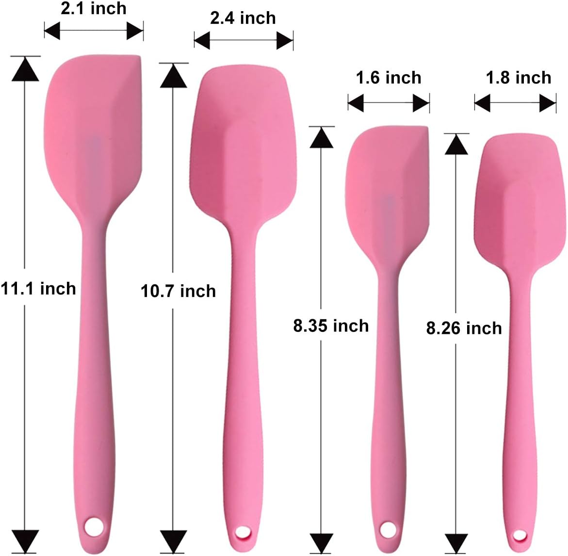 Silicone Spatulas Set of 6, Rubber Spoon Spatula Heat Resistant Spoonula One Piece Design Seamless Spatula Non-Stick Scrapers Baking Mixing Tool (Black)