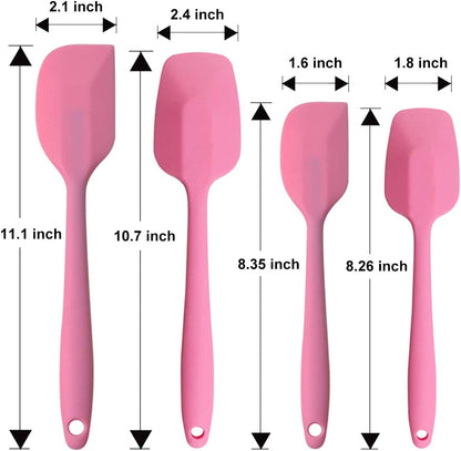 Silicone Spatulas Set of 6, Rubber Spoon Spatula Heat Resistant Spoonula One Piece Design Seamless Spatula Non-Stick Scrapers Baking Mixing Tool (Black)