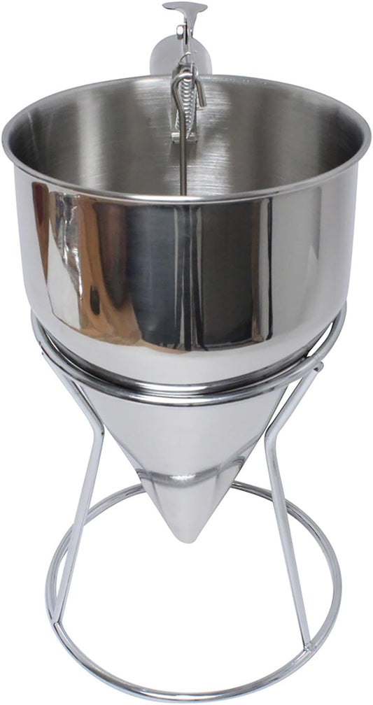 Confectionery Funnel Pancake Batter Dispenser with Stand Rack - 1000 ML Stainless Steel Cupcake Funnel - Pancake Maker Home Kitchen - 4 Cup DIY Baking Tool - (10” x 10.5” x 5.5”)