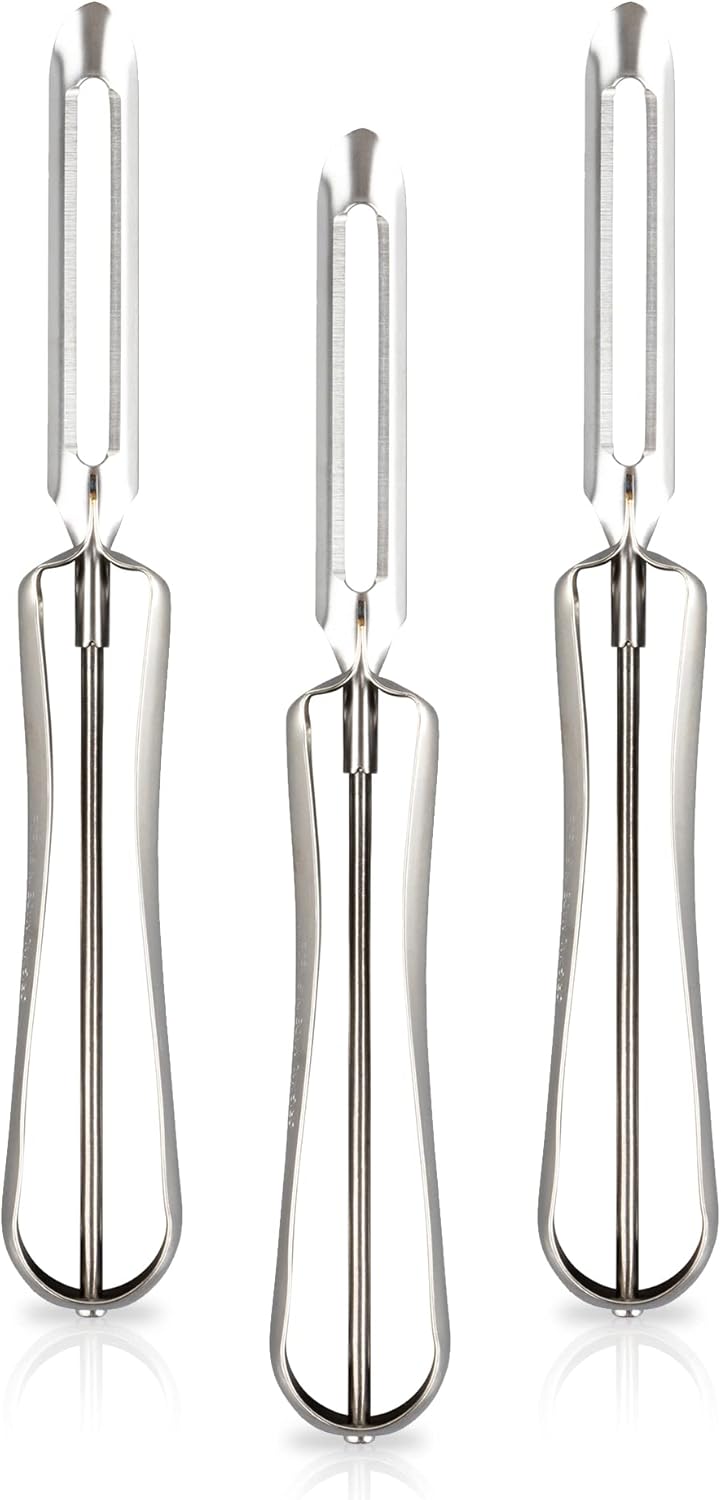 Linden Sweden Original Jonas Vegetable Peeler - Rust Resistant Silver Carrot and Potato Peeler with Ergonomic Handle for Safety and Control - Dishwasher Safe and Compact - Made In Sweden - 6.5in