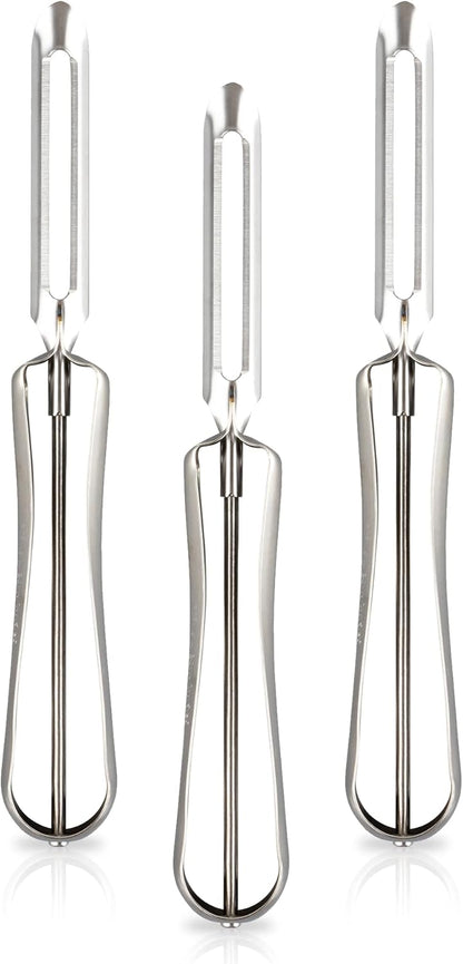 Linden Sweden Original Jonas Vegetable Peeler - Rust Resistant Silver Carrot and Potato Peeler with Ergonomic Handle for Safety and Control - Dishwasher Safe and Compact - Made In Sweden - 6.5in