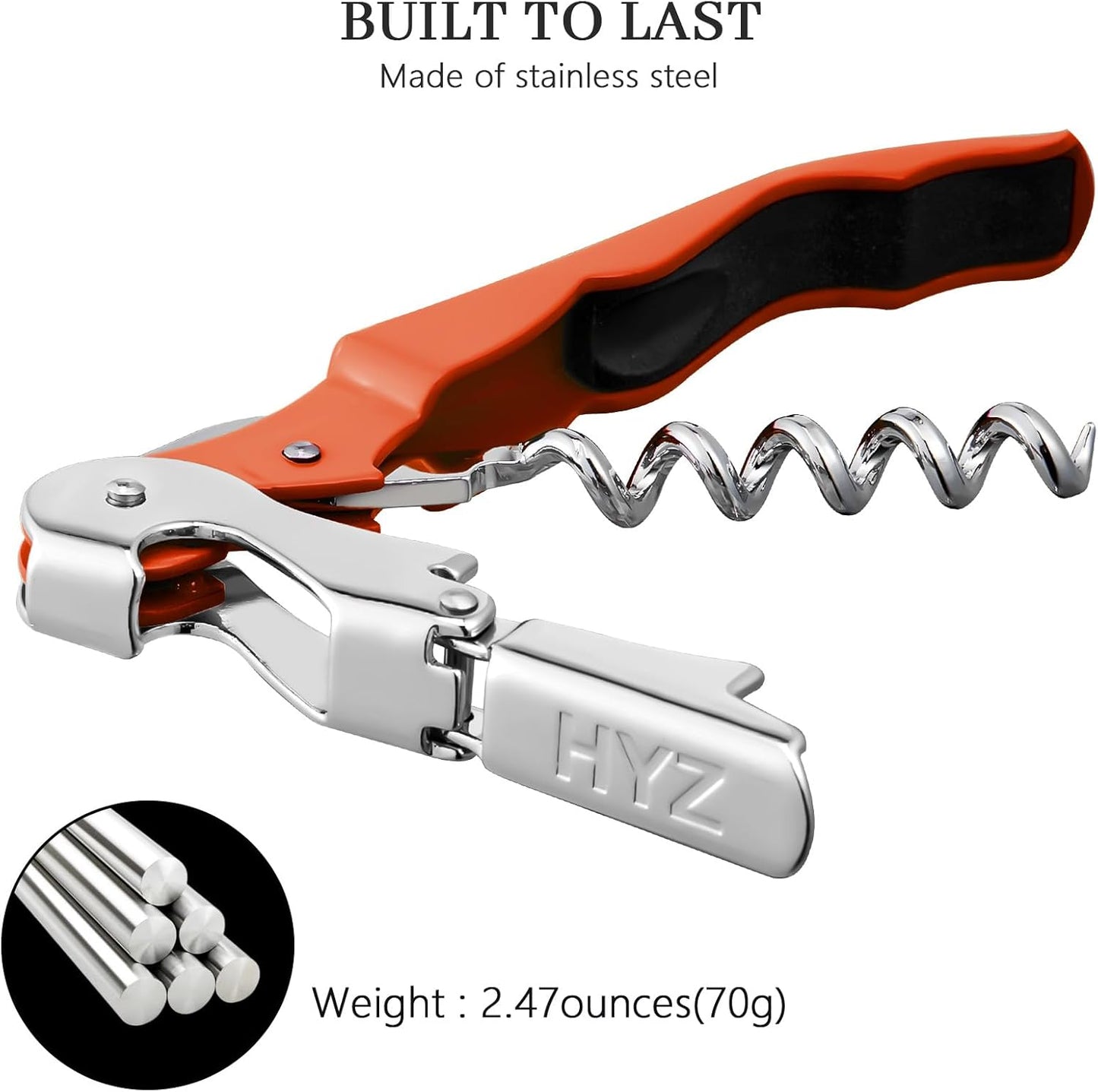 HYZ 2-Pack Wine Opener Waiter Corkscrew, Professional Wine Key for Servers, Bartender, with Foil Cutter, Manual Wine Bottle Opener Double Hinged (Black)