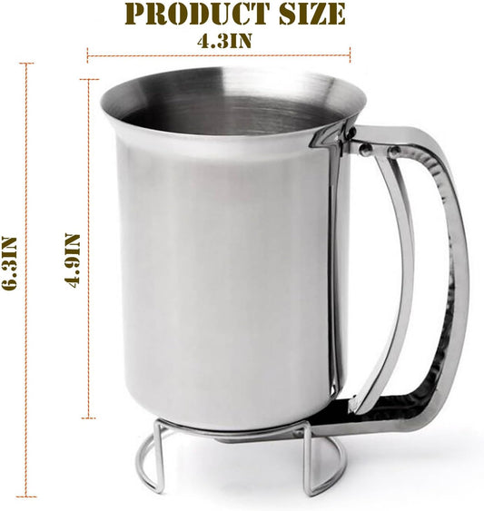 Stainless Steel Pancake Batter Dispenser, Batter Dispenser with Squeeze Handle, Professional Pancake Dispenser for Pancakes, Cupcakes, Muffins and Waffles (800ml)