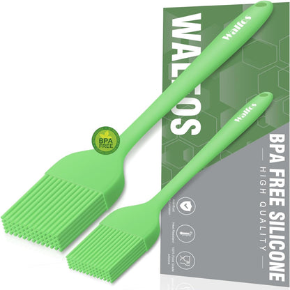 Walfos 600°F Heat Resistant Silicone Basting Brushes BPA Free Pastry Brush, Spread Oil Butter Sauce for BBQ Grill Baking Kitchen Cooking, Dishwasher Safe (2 SIZE)