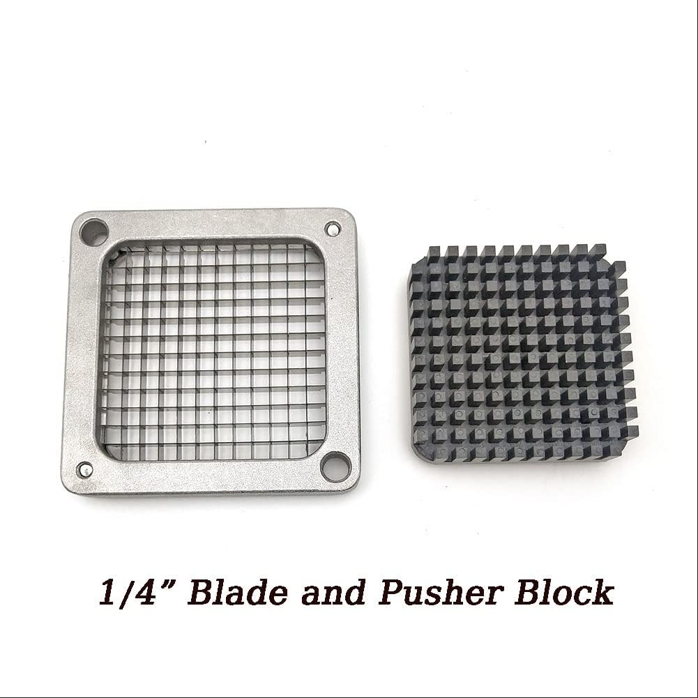 French Fry Cutter Chopper Blades Replacement, Commercial Vegetable Cutter Dicer Blade Stainless Steel Blade&Pusher Block Set for Cutting Potatoes Onions (1/4-inch, Replacement Cutter Blade)