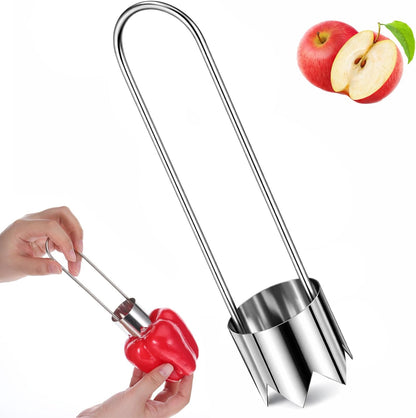 JJUNW Apple Corer, Stainless Steel Apple Core Remover Tool, Pineapple Corers And Slicer Bell Pepper Corers, Kitchen Gadgets Pepper Seed Corer Remover for Vegetable Fruit(1Pcs)