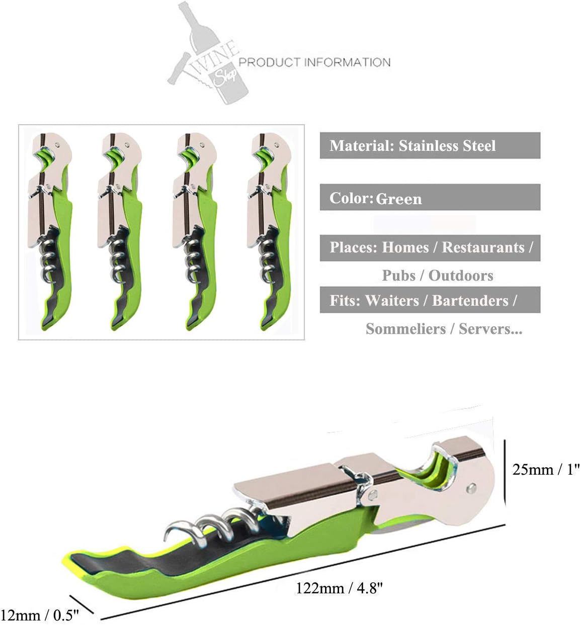 Kit-Home Professional Waiter Corkscrew Wine Openers Set (4 PCS),Upgraded with Heavy Duty Stainless Steel Hinges Wine Key for Restaurant Waiters, Sommelier, Bartenders