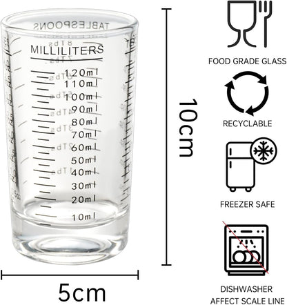 Measuring Cup 4 Ounce/120ML Shot Glass Liquid Heavy High Espresso Glass Cup (Red)