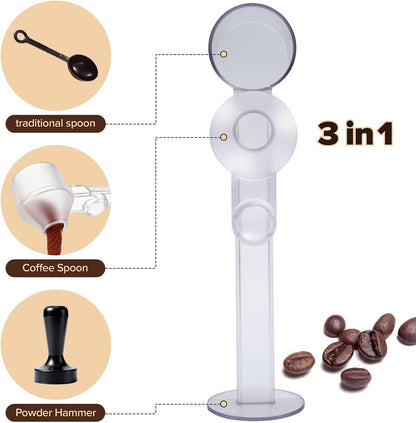 Coffee Scoop 2Tbsp & 51mm Espresso Tamper - BPA-Free PCTG Scoop Funnel,Precise for Coffee/Protein/Powder/Hot Cocoa,Fits K-Cups&Formula Dispensers(Natural,1Pack)