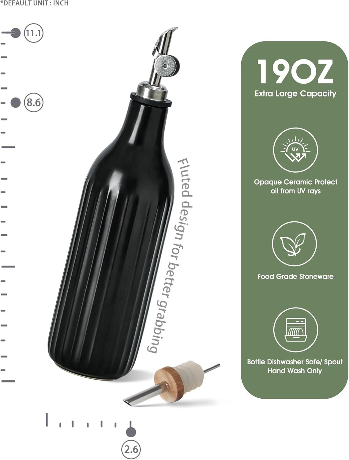FE FUN ELEMENTS Olive Oil Dispenser Bottle, 19 oz Oil Dispenser for Kitchen and Vinegar Dispenser Bottle, Suitable for Vinegar, Coffee Syrups & Other Liquids, Off White
