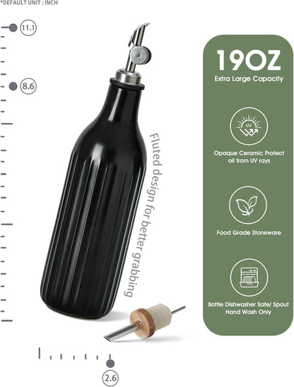 FE FUN ELEMENTS Olive Oil Dispenser Bottle, 19 oz Oil Dispenser for Kitchen and Vinegar Dispenser Bottle, Suitable for Vinegar, Coffee Syrups & Other Liquids, Off White