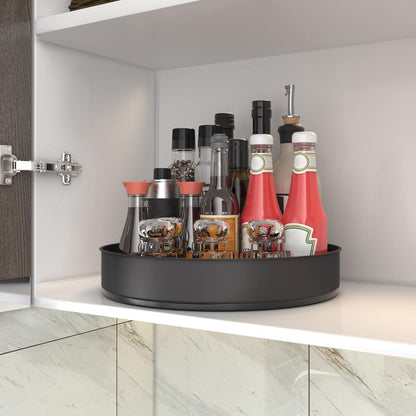 VAEHOLD Lazy Susan Turntable Spice Rack Organizer for Kitchen Cabinet, Storage Tray for Fruit, Snacks, Salad - Organizer for Cupboard, Pantry, Bathroom, Table, Cosmetic (White, 9 4/5'')