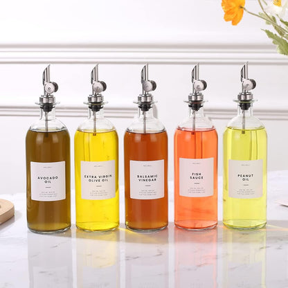 Molimoli - Premium Olive Oil Dispenser Bottles for Kitchen with Pourer - Oil and Vinegar Dispenser Set, Glass Dispenser for Kitchen, Dispenser Bottle of 350ml - Set of 2