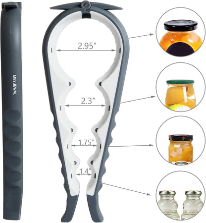Jar Opener, 5 in 1 Multi Function Can Opener Bottle Opener Kit with Silicone Handle Easy to Use for Children, Elderly and Arthritis Sufferers (Apple Red）