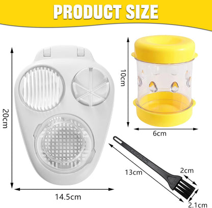 3 In 1 Egg Slicer for Hard Boiled Eggs Heavy Duty with Boiled Eggs Peeler & Cleaning Brush, Egg Cutter with 3 Slice Modes for Strawberry, Tomato, Mushroom, Multifunctional Kitchen Tools