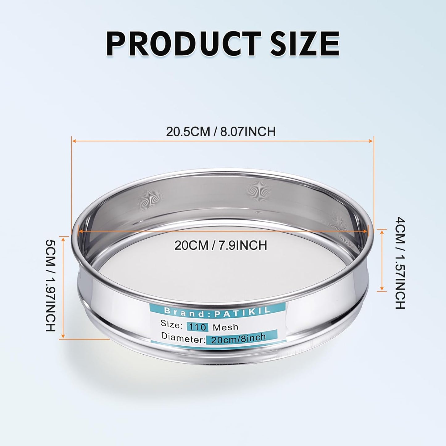 PATIKIL 325 Mesh(0.045mm) Lab Sieve, 3.9"(10cm) Diameter Sifting Screen 304 Stainless Steel Wire Cloth Fine Mesh Sieve for Industrial Laboratory Home Soil Sifter Dry Sift Screens Hash - Colors C