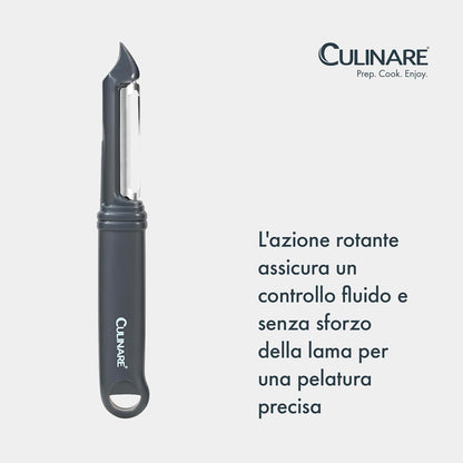 Culinare Swivel Peeler, Grey, Plastic/Stainless Steel, Manual Potato/Vegetable/Fruit Peeler, Moves Over Contours for Fast Peeling, Dishwasher Safe
