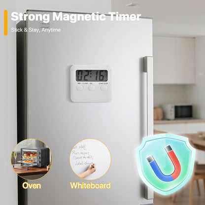 2 Pack, Magnetic Loud Alarm Large LCD Screen Digital Timer for Kids time Management, Study, Exercise, Workout Timing, Kitchen Timers for Food Cooking, Eggs Boiling
