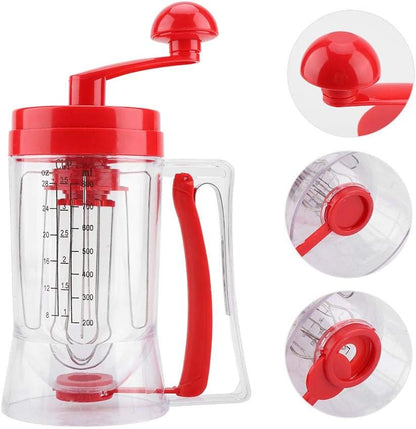 Hand Crank Batter Dispenser,Hand-held Manual Stirring Separator Funnel Mixer with Scale Baking Tool for Pancake Cupcake Waffle