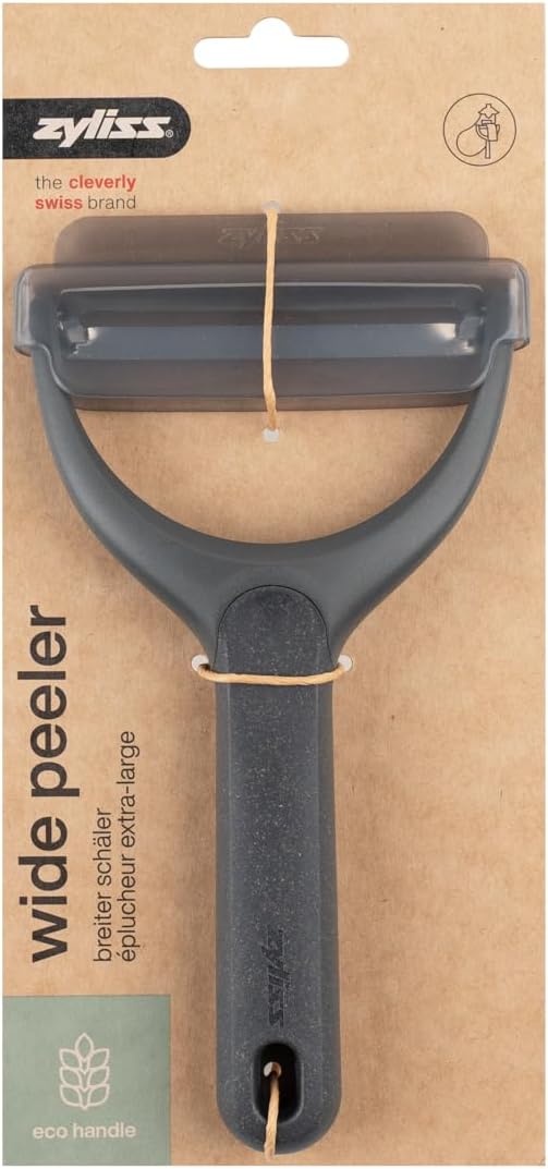 Zyliss Swivel Peeler – Ultra-Sharp Stainless Steel Blade for Potatoes, Carrots & Soft Fruits – Ergonomic Wheatstraw Grip – Built-in Eye Cutter & Safety Cover – Dishwasher Safe – Vegetable Peeler