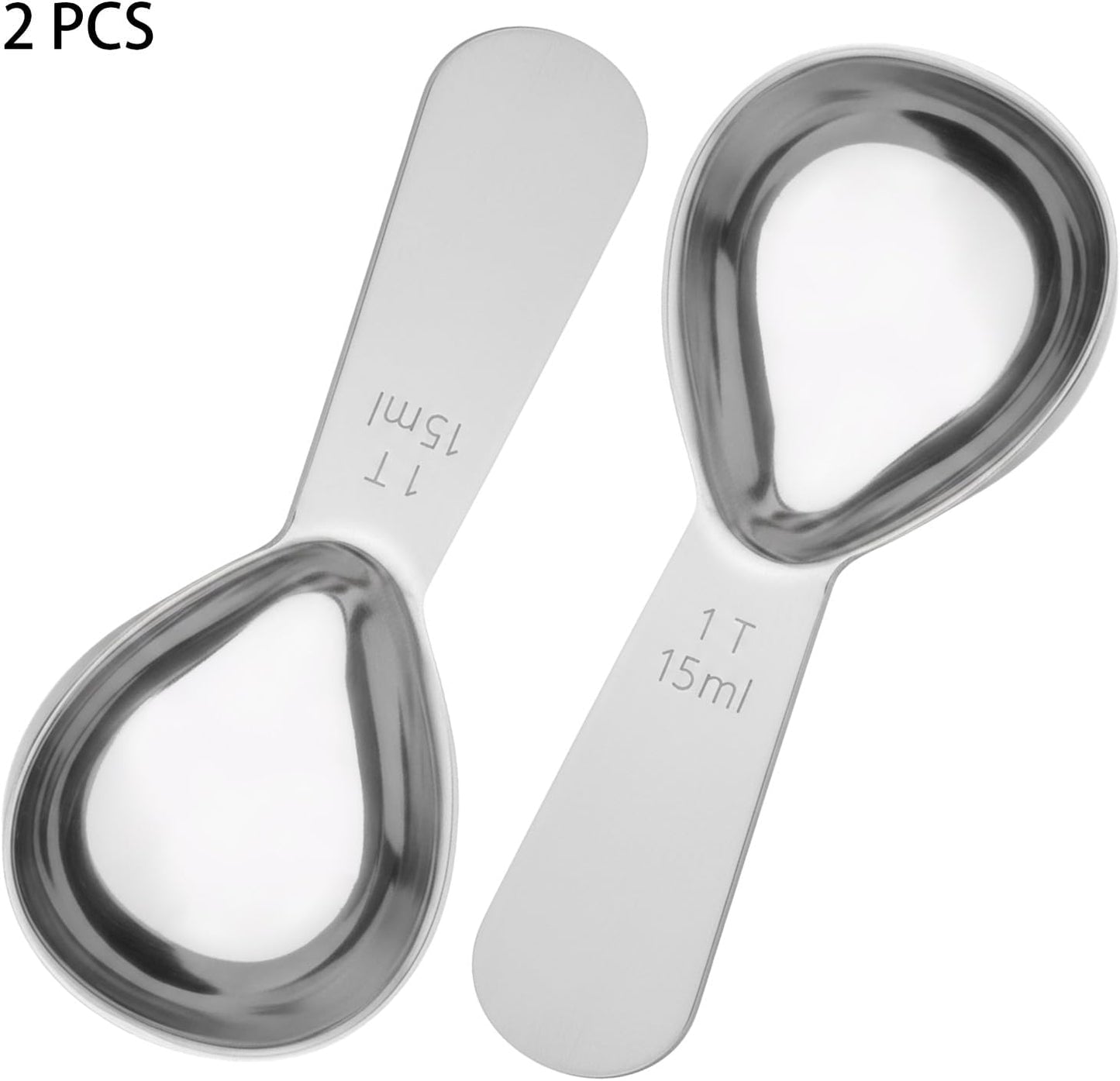 2PCS Coffee Scoop: 1 Tbsp (1/16 Cup / 0.5 Oz / 15Ml) Measuring Spoons Stainless Steel Rose Gold Set for Ground Coffee Protein Powder & Spices Short Handle Fits into Canisters