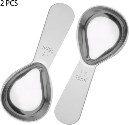 2PCS Coffee Scoop: 1 Tbsp (1/16 Cup / 0.5 Oz / 15Ml) Measuring Spoons Stainless Steel Rose Gold Set for Ground Coffee Protein Powder & Spices Short Handle Fits into Canisters