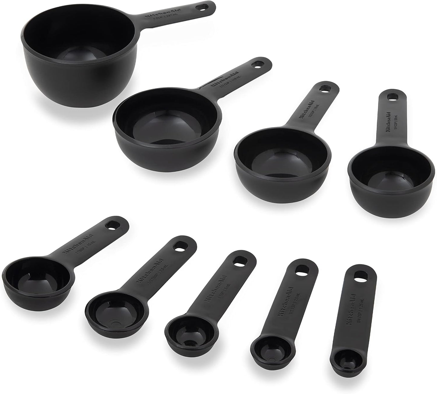 KitchenAid Universal Easy To Read Measuring Cup and Spoon Set with Soft Grip Handle for Maximum Control, Hang Hole and Nesting For Easy Storage, Dishwasher Safe, 9 Piece, Pistachio