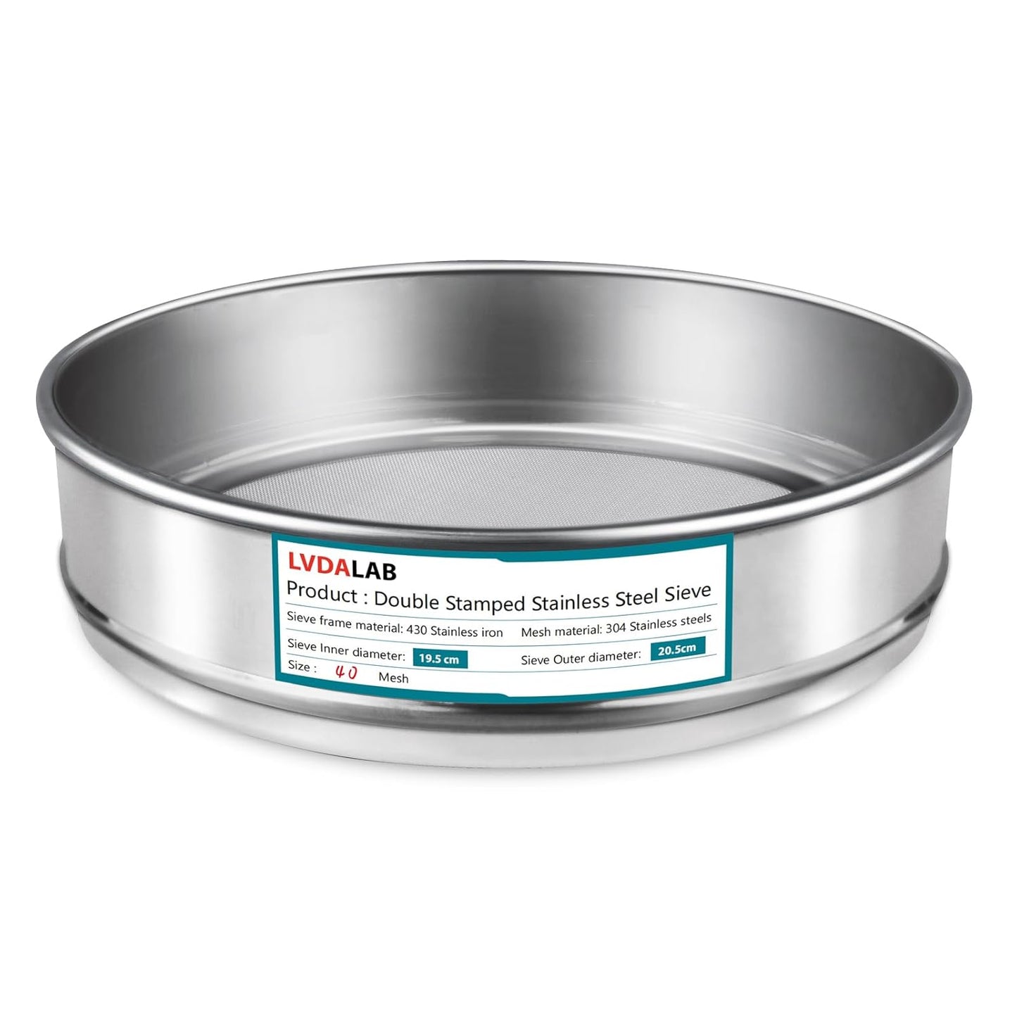 304 Stainless Steel Mesh Lab Sieve, 80 Mesh (0.2mm) Aperture Test Sieve, 7.9Inch(20cm) Diameter Economy Standard Analysis Sample Test Sieves for Industrial Laboratory Homes - Colors A