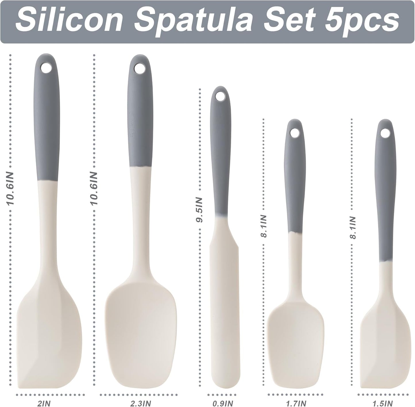 Silicone Spatula Set, 5 Piece Food Grade Rubber Spatulas for Baking, Cooking, and Mixing High Heat Resistant Non Stick Dishwasher Safe BPA-Free (Multicolor)