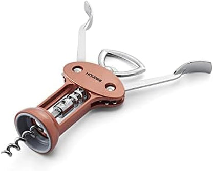 Houdini Wing Corkscrew Wine Bottle Opener, Stainless Steel Non-Stick Spiral, Dishwasher Safe, Clamps Securely onto Bottle, Will Not Crumble Corks