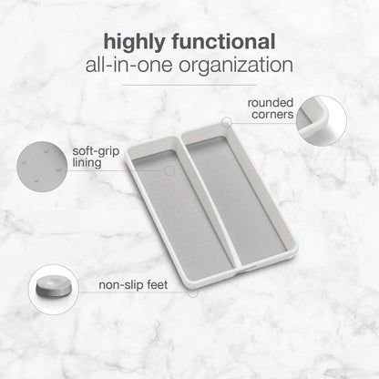 madesmart Premium Small Utensil Tray, Deep Storage for Ladles, Whisks & Serving Tools, Non Slip Lining, for Drawers & Home Organization, White