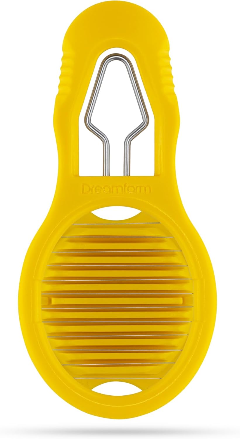 Dreamfarm Eggler 2-In-1 Compact Egg Shell Peeler & Easy Hardboiled Egg Slicer, Shell Cracking, Topping, & Peeling - Yellow
