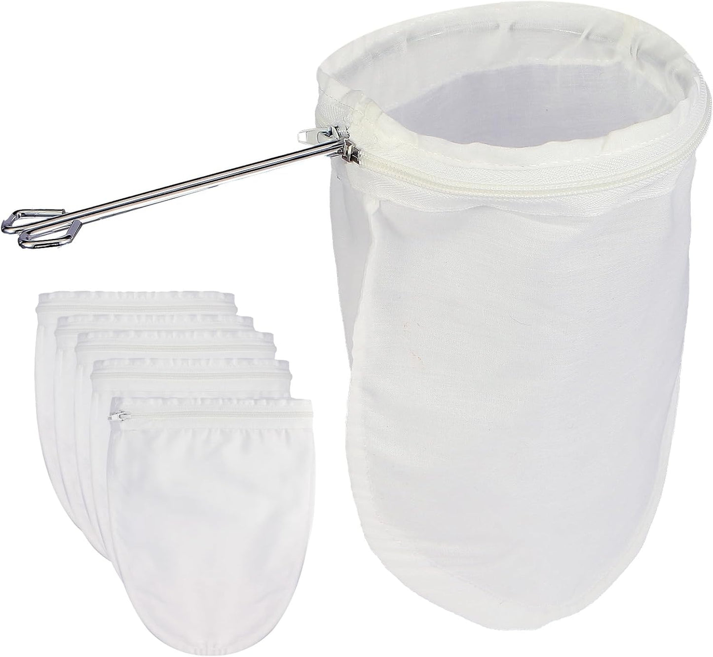 Fine Mesh Strainer, 3Pcs Reusable Cloth Strainer Bags with Stainless Steel Handle, Nut Milk Bag, Juice Strainer for Kitchen