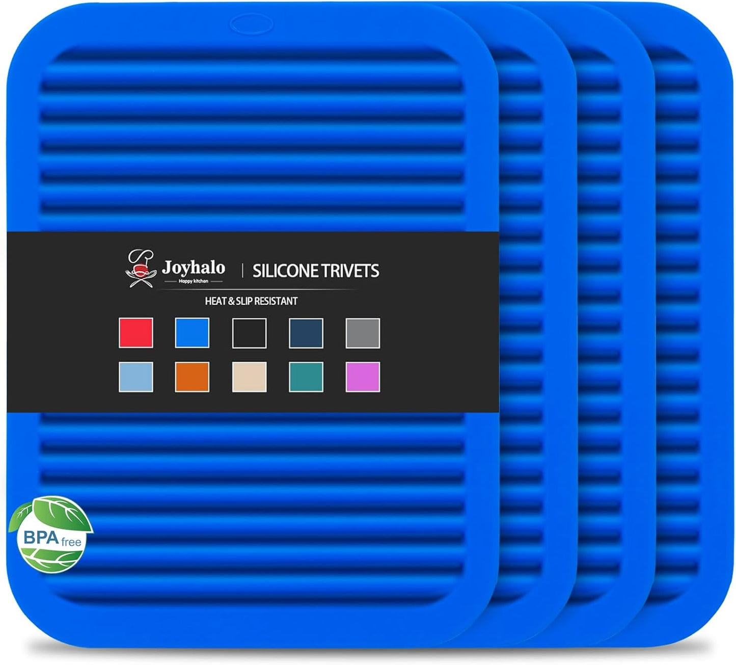 Joyhalo 4 Pack Silicone Trivets for Hot Pots and Pans,480℉ Heat Resistant Trivets for Hot Dishes,Hot Pads for Countertop,Kitchen Potholders,Black