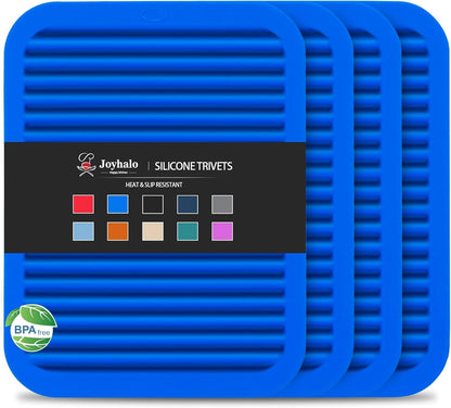 Joyhalo 4 Pack Silicone Trivets for Hot Pots and Pans,480℉ Heat Resistant Trivets for Hot Dishes,Hot Pads for Countertop,Kitchen Potholders,Black
