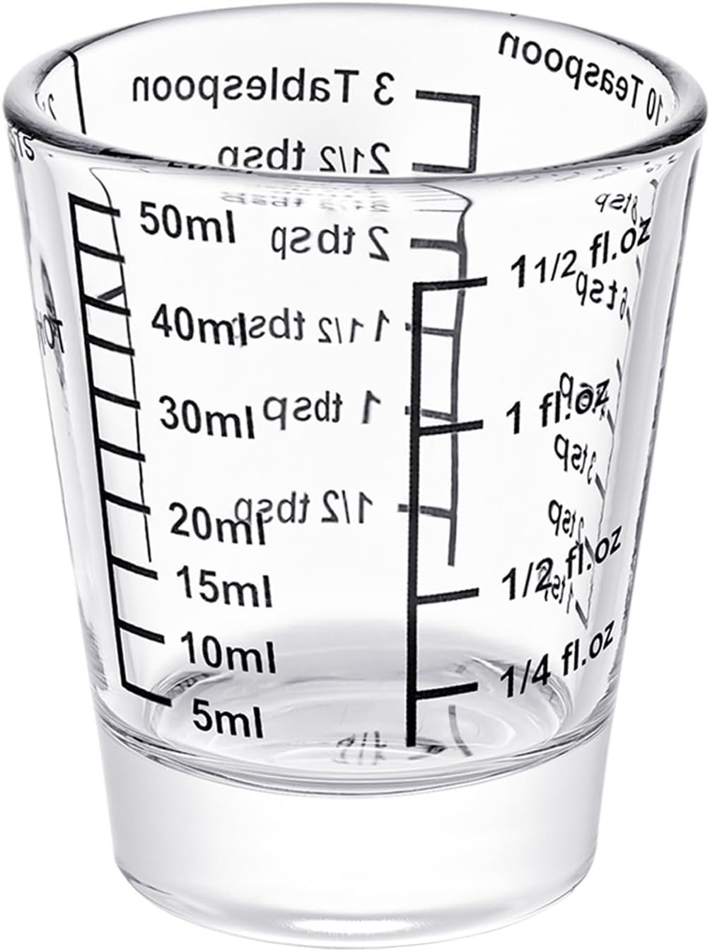 Ackers Mini Measure Heavy Glass, 32-Incremental Measurements Multi-Purpose Liquid and Dry Measuring Shot Glass, Red(Pack of 2)