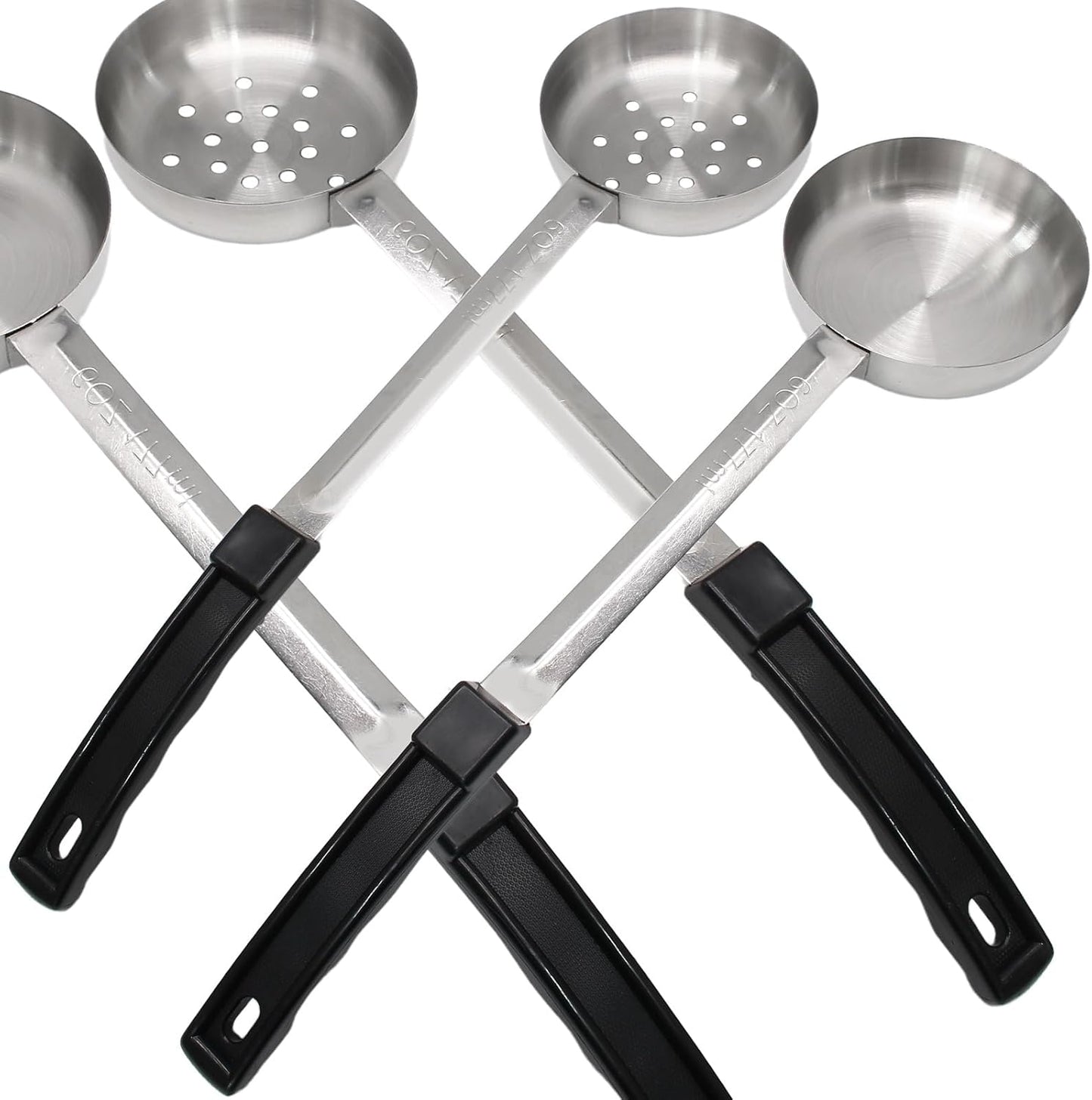 4PCS 3 oz Portion Control Serving Spoons,Measuring Ladle Scoops Food Utensils,Proportion Manage Slotted and Unslotted Scoops for Weight Loss/Kitchen(Creamy)
