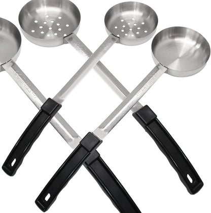 4PCS 3 oz Portion Control Serving Spoons,Measuring Ladle Scoops Food Utensils,Proportion Manage Slotted and Unslotted Scoops for Weight Loss/Kitchen(Creamy)
