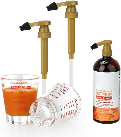 Aieve Shot Glass Set Compatible with MaryRuth's Liquid Multivitamin 30 fl oz Bottle, Measuring Cups With Ounce Pump Dispenser for Mary Ruth Multivitamin Hair Growth 30 fl oz