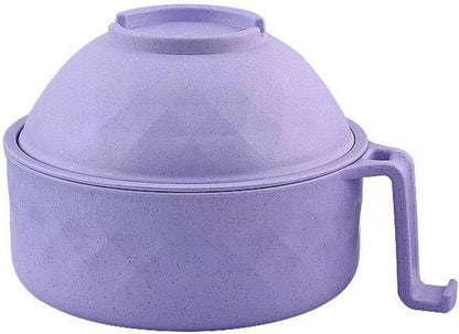 Microwave Ramen Bowl,Microwave Ramen Cooker with Lid,Plastic Mixing Salad Pasta Fruit Rice Cereal Instant Noodles Soup Maker Plate Bowls Set Kitchen College Dorm Room Essentials,Purple