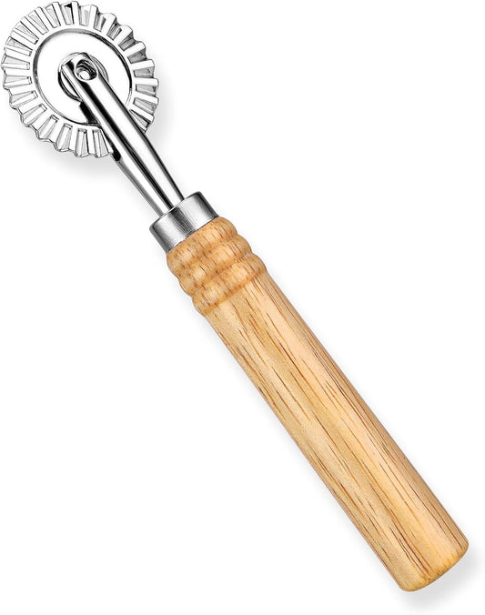Pastry Cutter, Dough Stamp Cutter/Crimper, Pastry Wheel Cutter Tool, Stainless Steel Pasta Cutters Wheel with Wooden Handle for Home and Kitchen Use, 1.54inch