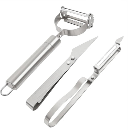 3-in-1 Vegetable Peeler - Ultra Sharp Slicer, Grater & Peeler with Ergonomic Design Grip for Effortless Peeling, Slicing and Grating for Fruit, Potatoes, Carrots, Apples