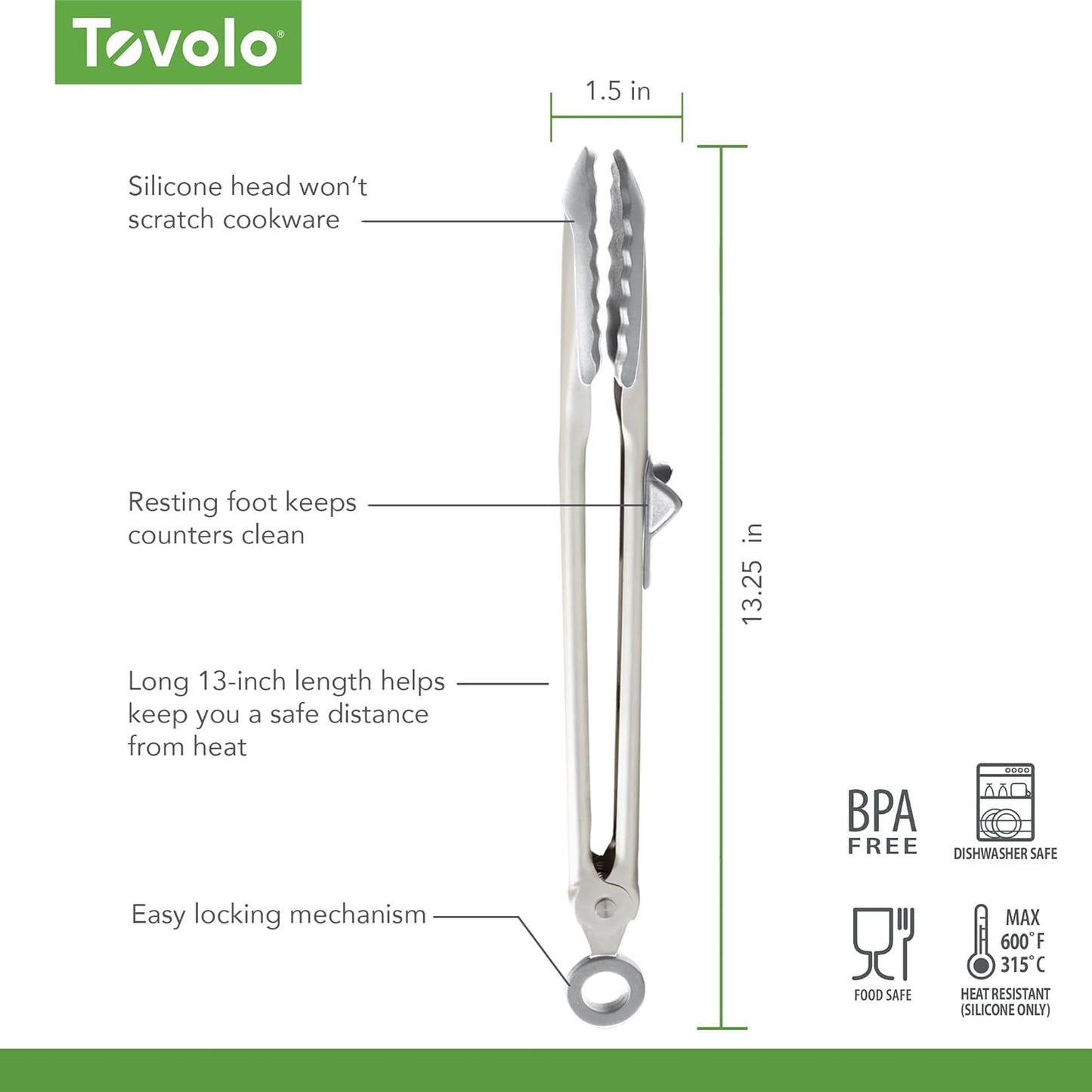 Tovolo Tongs With Silicone Tips Easy Grip 13" Long Kitchen Tongs Stainless Steel Handle For Cooking, Non Scratch Heat Resistant Locking Tongs Silicone Tipped Dishwasher Safe BPA Free, Pink Sorbet