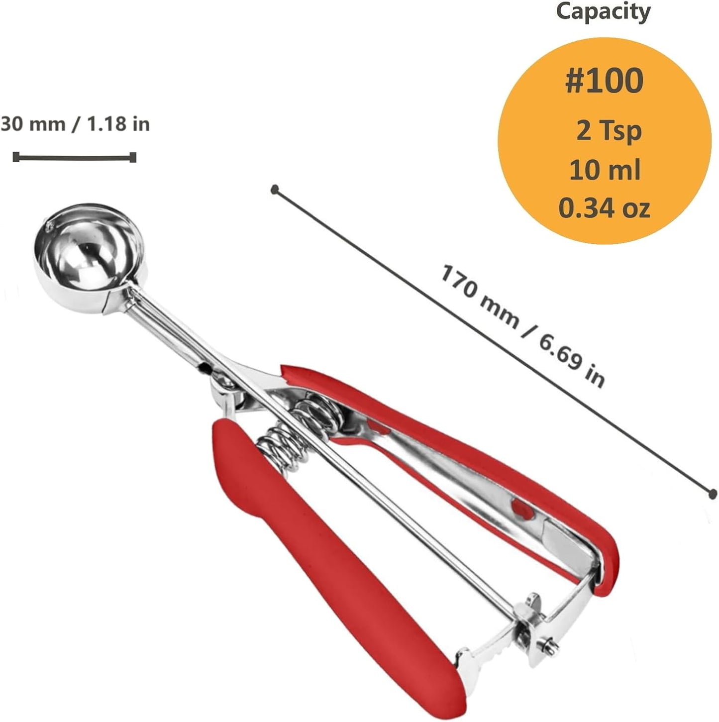 Cookie Scoop, Ice Cream Scoop, 1Tbsp/15 ml/0.5oz Cookie Scoops for Baking, 18/8 Stainless Steel Cookie Scooper for Baking, Ice Cream Scooper with Trigger Release, Cookie Dough Scoop with Non-slip Grip