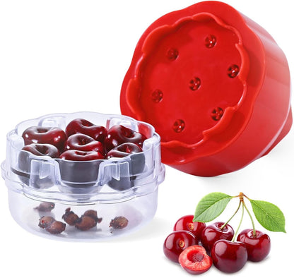 Cherry Pitter Tool Pit Remover - Portable Cherry Core Remover - Quick Release Multi Cherry Pitter Tool for Kitchen, Cake Shop, Fruit Salad (Red)