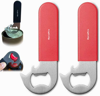 Magnetic 2-IN-1 Ring-Pull Can Opener, Beer Bottle Opener, Manual Can Opener Easy for Seniors, Pet Food, Cat Cans, Beer, Gadgets for People with Arthritis, kitchen gadgets, 2-Pack