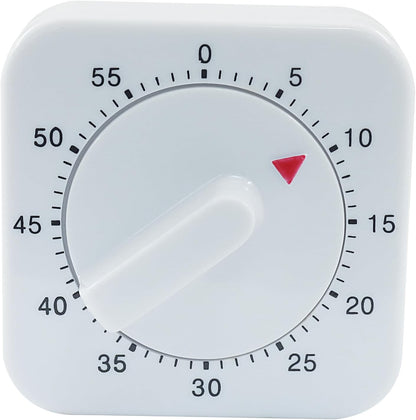 60 Minute Mechanical Kitchen Timer - Loud Alarm Visual Countdown Timer for Cooking, Baking, Homework, and Exercise - No Batteries Required(White)